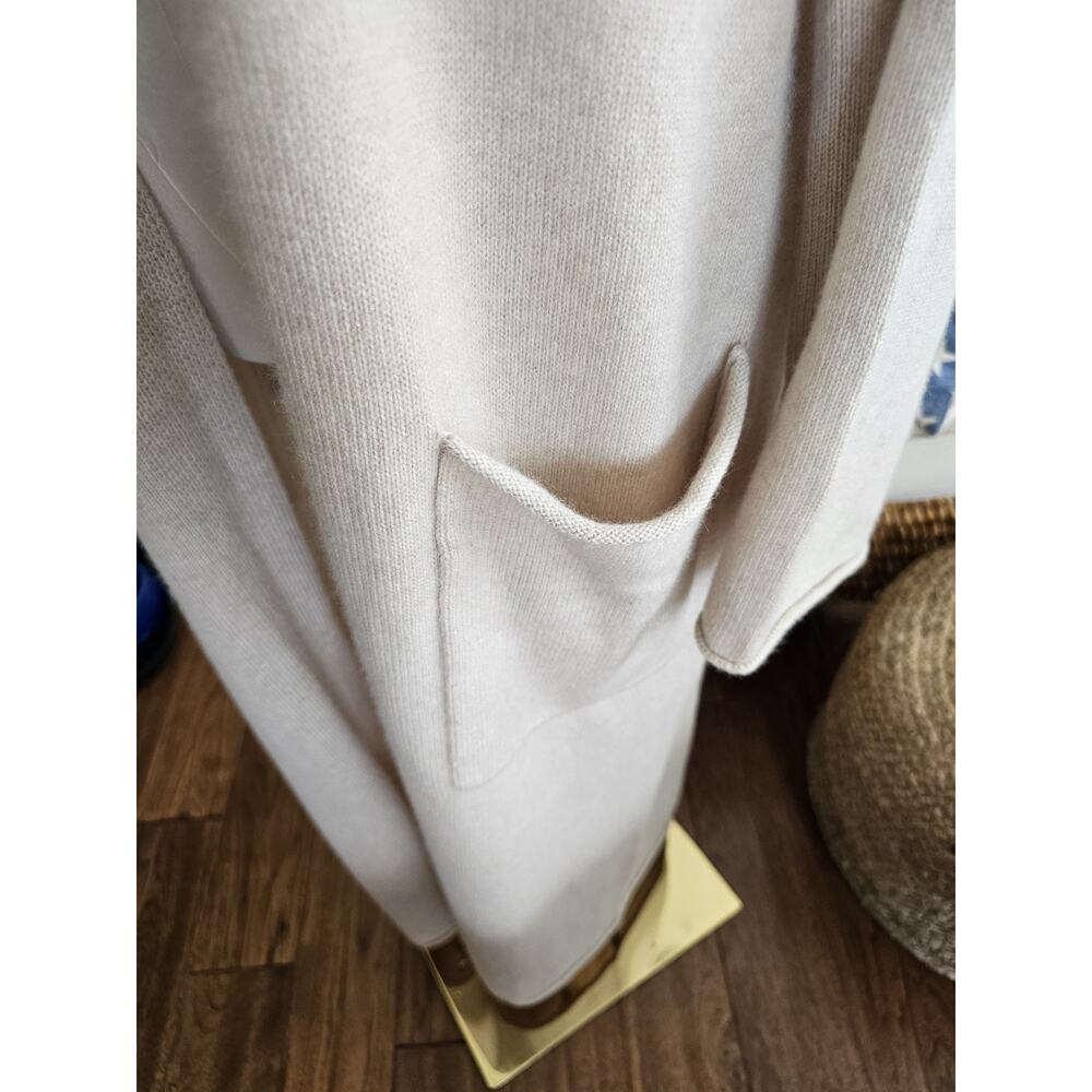 Reformation Bri Cashmere Long Open Front Cardigan Oatmeal Sz Small Tan Designer - Picture 9 of 14